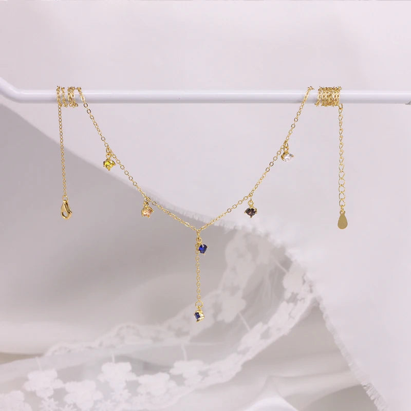 925 Silver Zircon Charm Pendant Necklace French Style Clavicle Choker