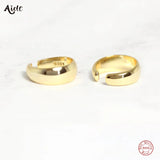 925 Silver Chunky C Shape Ear Cuffs Women No Piercing Clip Earrings