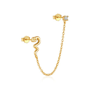925 Silver Snake 18K Plated Drop Earrings for Women