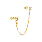 925 Silver Snake 18K Plated Drop Earrings for Women