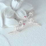 925 Silver Snake Shape Red Eye Zircon Earrings