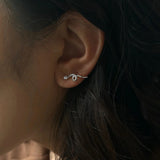 925 Silver Snake Shape Red Eye Zircon Earrings