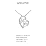 925 Silver Clear CZ Zircon Heart MOM Pendant Necklace Love Mother's Gift