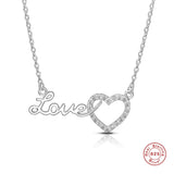925 Silver Clear CZ Zircon Heart MOM Pendant Necklace Love Mother's Gift