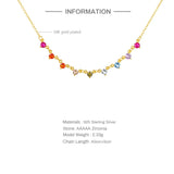 925 Silver Colorful Zircon Pendant Necklace Slim Chain