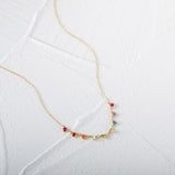 925 Silver Colorful Zircon Pendant Necklace Slim Chain