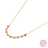 925 Silver Colorful Zircon Pendant Necklace Slim Chain