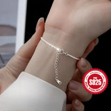 925 Silver Sparkling Lock Chain Bracelet Women Minimalist Jewelry 17+3cm