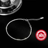925 Silver Sparkling Lock Chain Bracelet Women Minimalist Jewelry 17+3cm