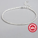 925 Silver Sparkling Lock Chain Bracelet Women Minimalist Jewelry 17+3cm