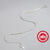 925 Silver Sparkling Lock Chain Bracelet Women Minimalist Jewelry 17+3cm