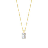 925 Silver Zircon Rectangle Pendant Necklace for Women
