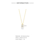 925 Silver Zircon Rectangle Pendant Necklace for Women