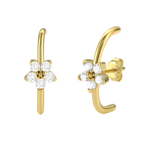 925 Silver Zircon Flower Wrap Earrings