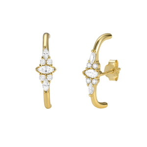 925 Silver Zircon Flower Wrap Earrings