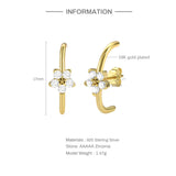 925 Silver Zircon Flower Wrap Earrings