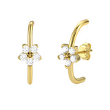 925 Silver Zircon Flower Wrap Earrings