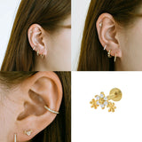 925 Silver Zircon Flower Crown Piercings for Women