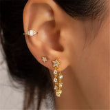 925 Silver Zircon Star Tassel Earrings For Women