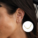 925 Silver Zircon Chain Double Stud Earrings Crystal Geometric Versatile Jewel