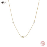 925 Silver Zircon Choker Necklace 18K Plated for Women
