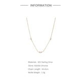 925 Silver Zircon Clavicle Chain Choker 18K Plated Necklace