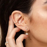925 Silver Evil Eye Charm Earrings Sparkling Zircon Moon Star Flower Circle