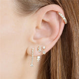 925 Silver Zircon Front Back Earrings Minimalist Crystal Studs