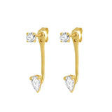 925 Silver Zircon Front Back Earrings Minimalist Crystal Studs