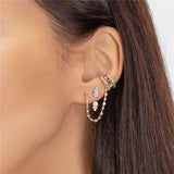 925 Silver Zircon Front Back Earrings Minimalist Crystal Studs