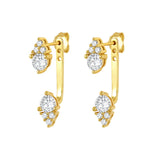 925 Silver Zircon Front Back Earrings Crystal Geometric Studs