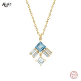 925 Silver Zircon Pendant Necklace Minimalist Choker