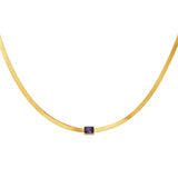 925 Silver Square Zircon Pendant Necklace Twisted Snake Chain