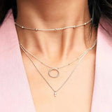 925 Silver Star Moon Charm Pendant Necklaces Cubic Zirconia Choker
