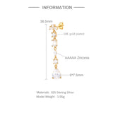 925 Silver Water Drop Zircon Tassel Earrings for Women