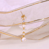 925 Silver Water Drop Zircon Tassel Earrings for Women