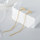 925 Silver Tassel Threader Earrings CZ Stud Piercing Ear Line