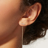 925 Silver Tassel Threader Earrings CZ Stud Piercing Ear Line