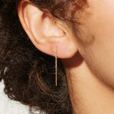 925 Silver Tassel Threader Earrings CZ Stud Piercing Ear Line