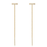 925 Silver Tassel Threader Earrings CZ Stud Piercing Ear Line