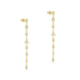 925 Silver Long Tassel Dangle Earrings Geometric Zircon