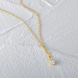 925 Silver Thick Chain Tassel Zircon Pendant Necklace Women Y Shape Clavicle