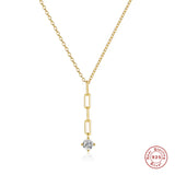 925 Silver Tassel Zircon Charm Pendant Necklace Y Shape Clavicle