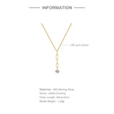 925 Silver Tassel Zircon Charm Pendant Necklace Y Shape Clavicle