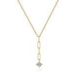925 Silver Thick Chain Tassel Zircon Pendant Necklace Women Y Shape Clavicle