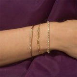 925 Silver Chain Splicing Bracelets Women Minimalist Stackable Hollow Bracelet