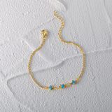 925 Silver Turquoise Zircon Chain Bracelets for Women