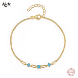 925 Silver Turquoise Zircon Chain Bracelets for Women