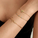 925 Silver Turquoise Zircon Chain Bracelets for Women