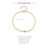 925 Silver Turquoise Zircon Chain Bracelets for Women